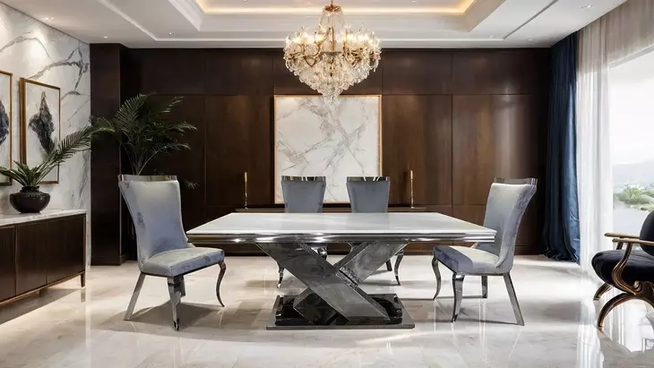 Palazzo Silver 79" Rectangular Dining Table