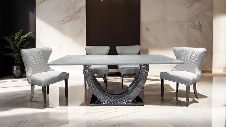 Portanova Silver Rectangular Dining Room Set