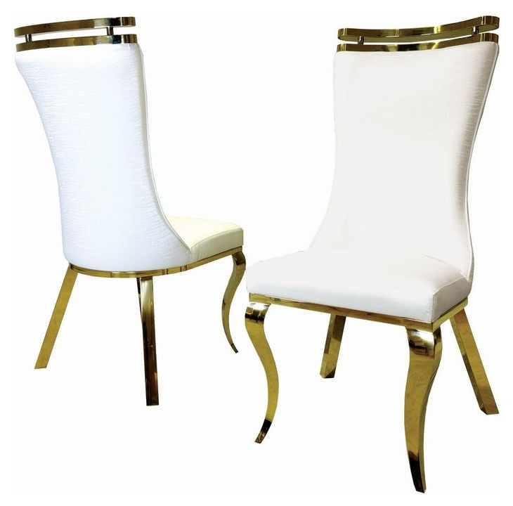 Palazzo White and Gold Side Chair Set of 2