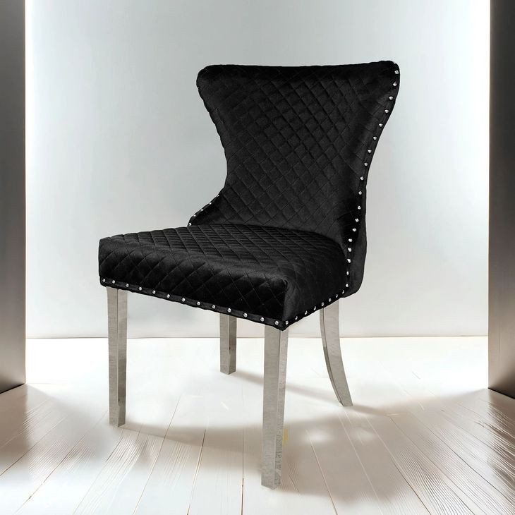 Portanova Black and Silver Side Chair Set of 2