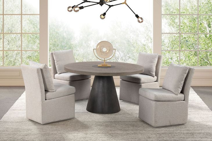 Broager Rustic Oak and Dark Walnut Round Dining Table