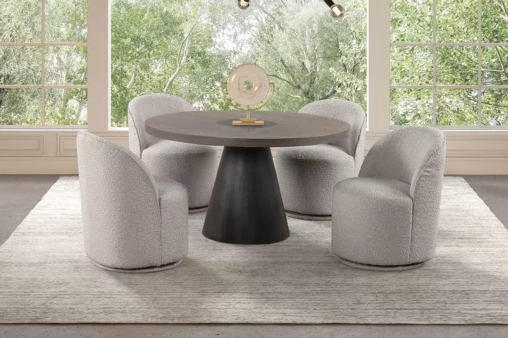 Broager Rustic Oak and Dark Walnut Round Dining Room Set