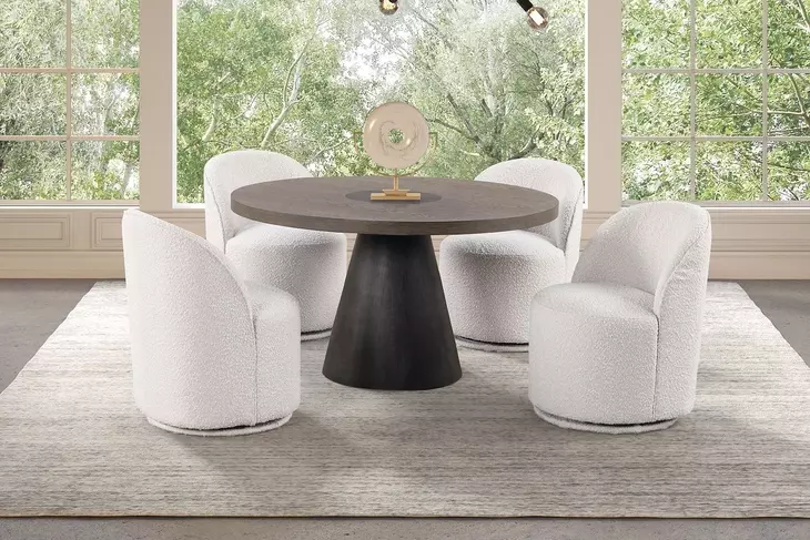 Broager Rustic Oak and Dark Walnut Round Dining Room Set