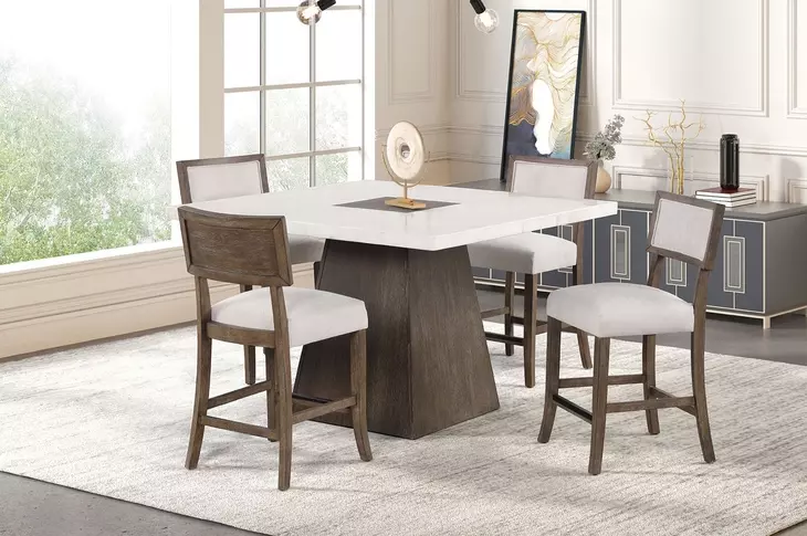 Grasten Dark Walnut Square Counter Height Dining Room Set