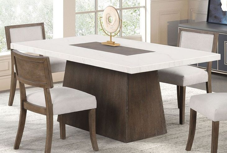 Grasten Dark Walnut 70" Rectangular Dining Table with Marble Top