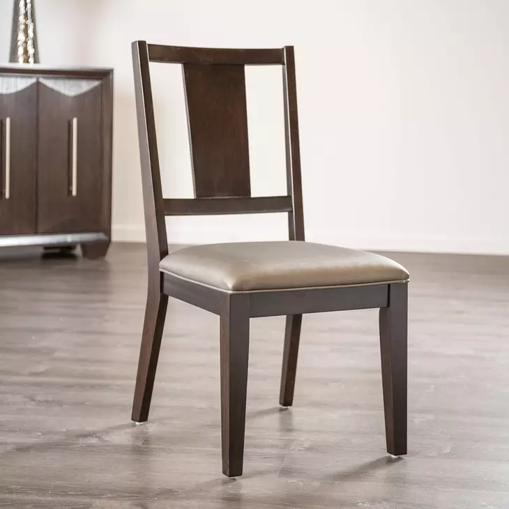 Hinwitz Espresso and Dark Gray Upholstered Side Chair Set of 2