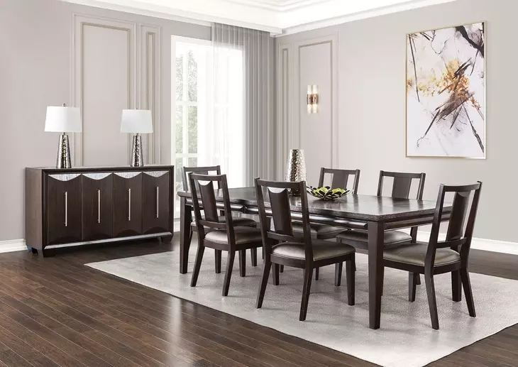 Hinwitz Espresso and Dark Gray Upholstered Side Chair Set of 2