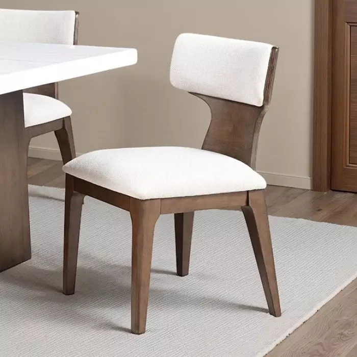 Caerwys Brown and White 70" Rectangular Marble Top Dining Room Set