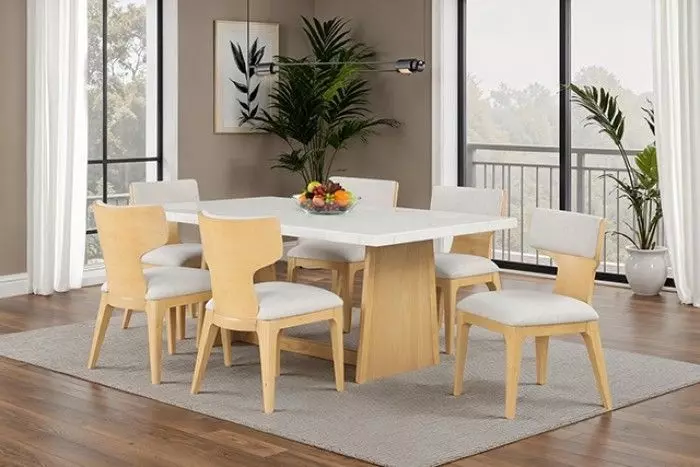 Caerwys Beige and Natural Upholstered Side Chair Set of 2
