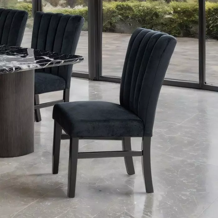 Selsey Black 78" Rectangular Marble Top Dining Room Set