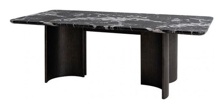 Selsey Black 78" Rectangular Marble Top Dining Room Set