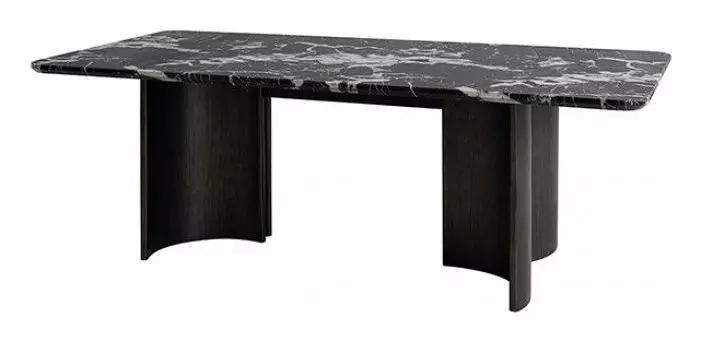 Selsey Black 78" Rectangular Marble Top Dining Room Set