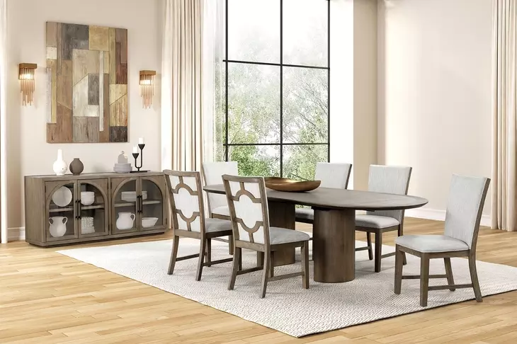 Clements Oak Extendable Oval Dining Room Set