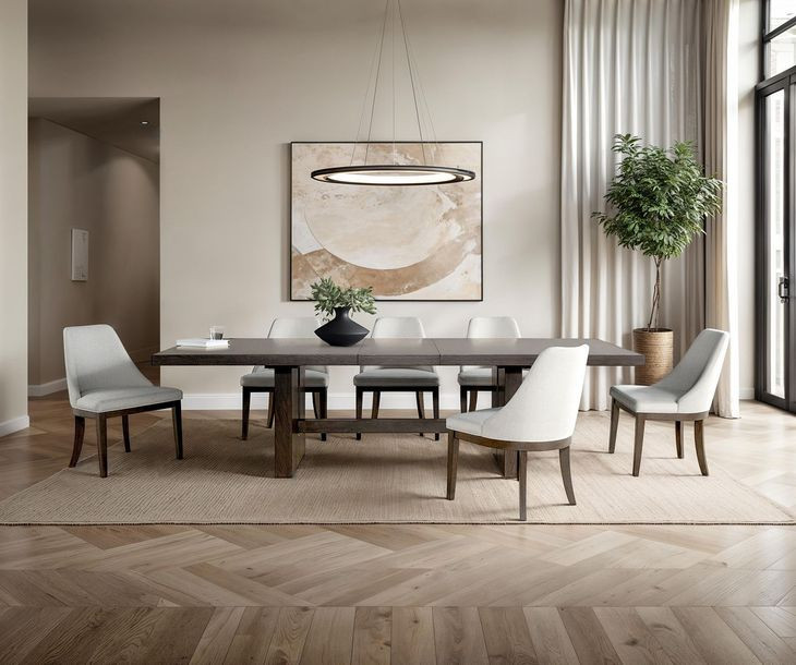 Morden Dark Walnut Extendable Rectangular Dining Room Set