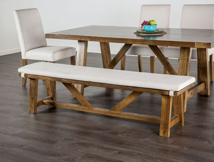 Losone White Bench with Cushion