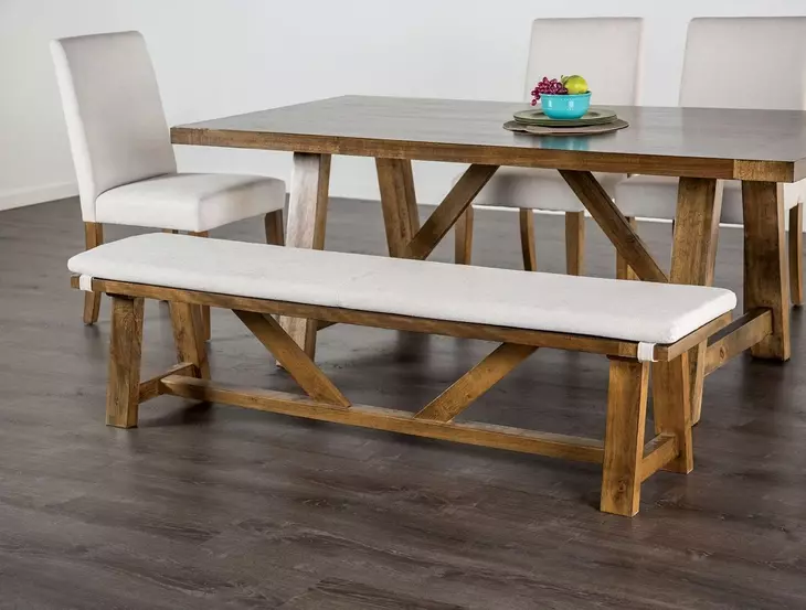 Losone White Bench with Cushion