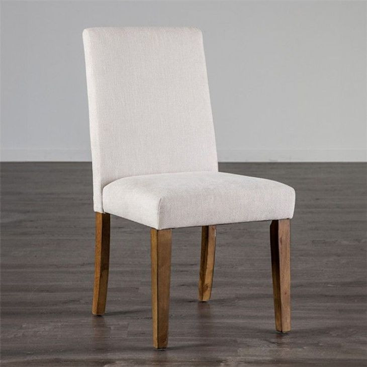 Losone Brown and White Upholstered Side Chair Set of 2