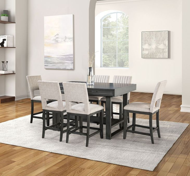 Potton Gray Rectangular Counter Height Dining Room Set