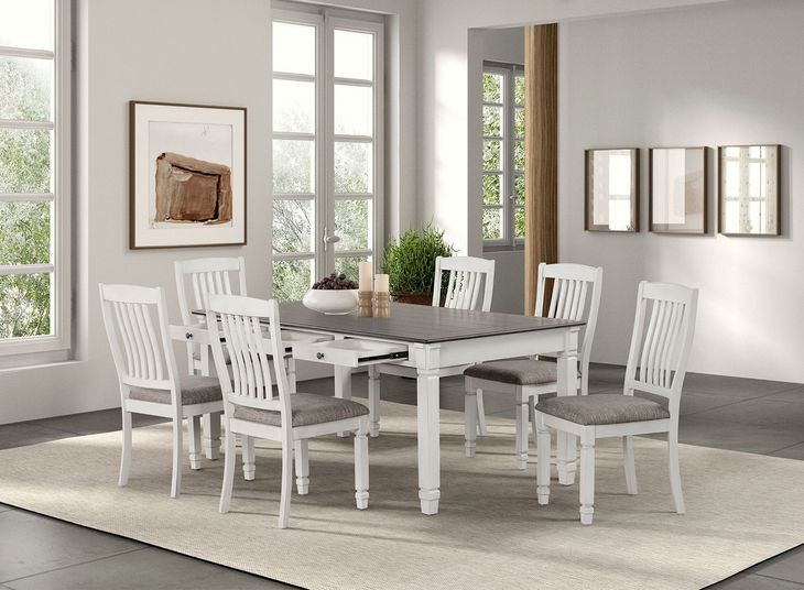 Pendola Rustic White Rectangular Dining Room Set