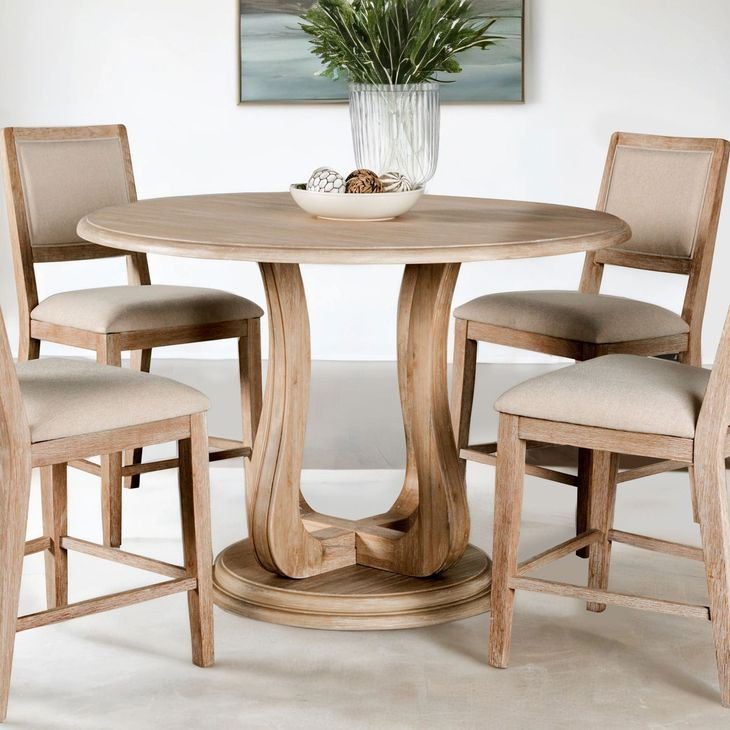 Orbetello Distressed Natural Round Counter Height Dining Room Set