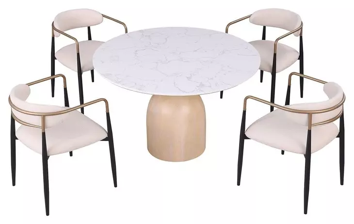 Neasden Natural and White 47" Round Dining Table