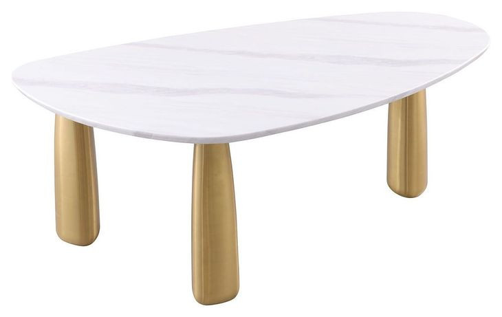 Northam Matte Gold and White 79" Rectangular Sintered Stone Top Dining Room Set