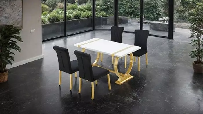 Holstebro Black and Gold Upholstered Side Chair Set of 2