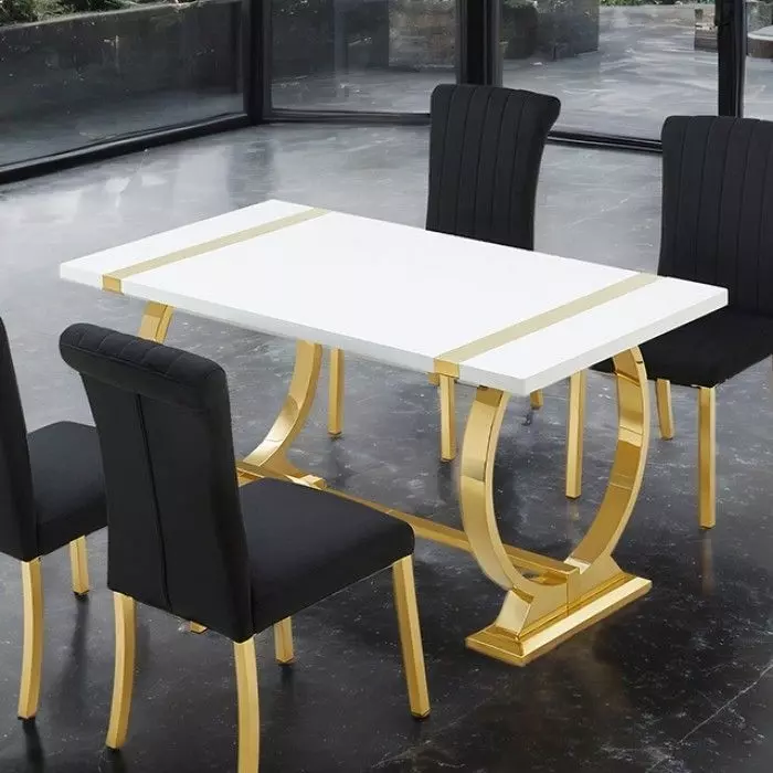 Holstebro Gold and White 60" Rectangular Dining Table