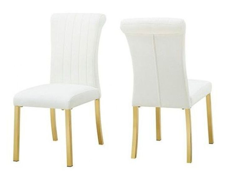 Holstebro White and Gold Upholstered Side Chair Set of 2