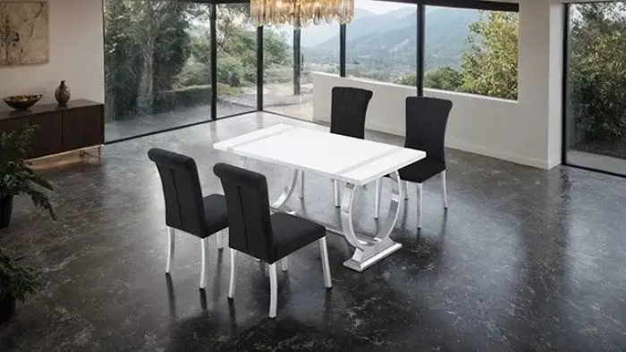 Holstebro Silver and White 60" Rectangular Dining Room Set