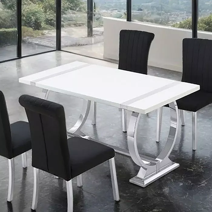 Holstebro Silver and White 60" Rectangular Dining Table