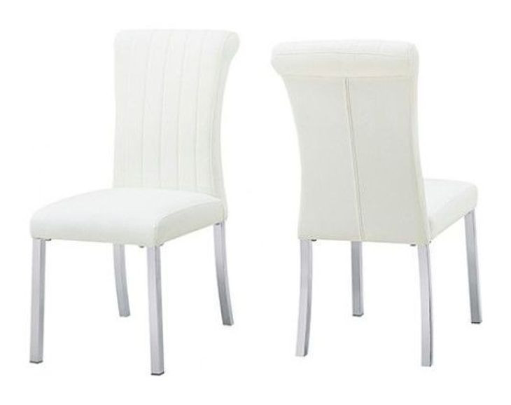 Holstebro White and Silver Upholstered Side Chair Set of 2