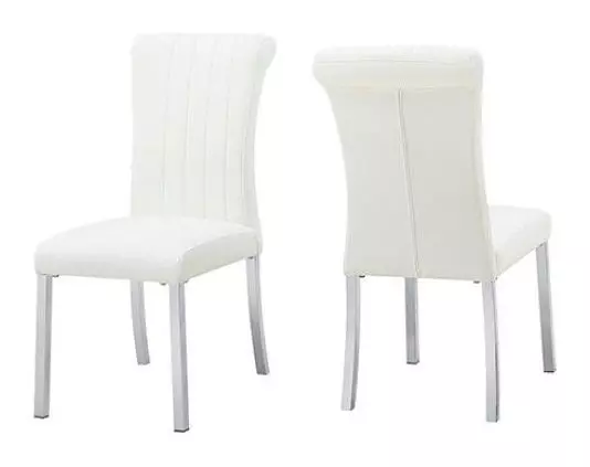 Holstebro White and Silver Upholstered Side Chair Set of 2