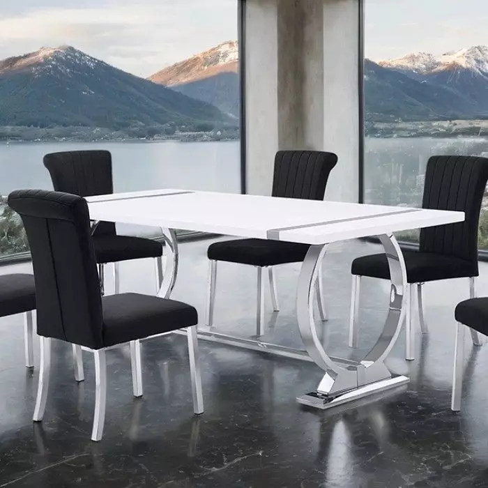 Holbaek Silver and White 80" Rectangular Dining Table