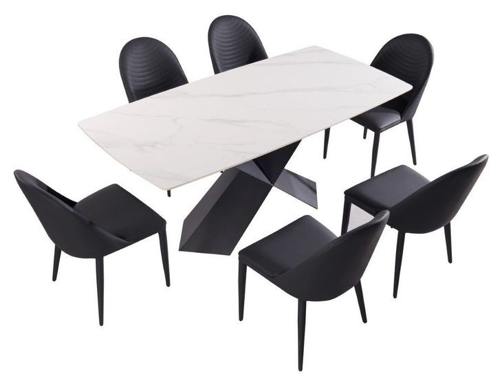 Lenvik Black and White Upholstered Side Chair Set of 2