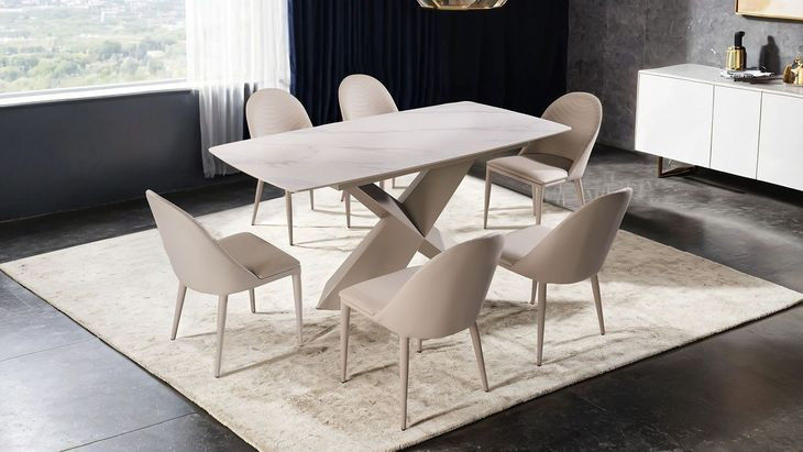 Lenvik Brown and White Rectangular Dining Room Set