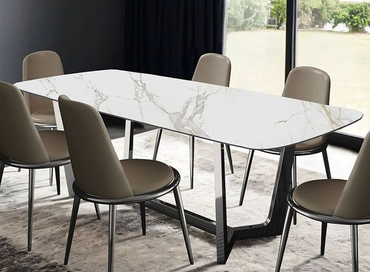 Norelli Silver and White Rectangular Dining Room Set