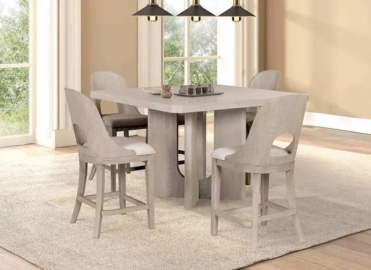 Sterling West White Oak Square Counter Height Dining Room Set