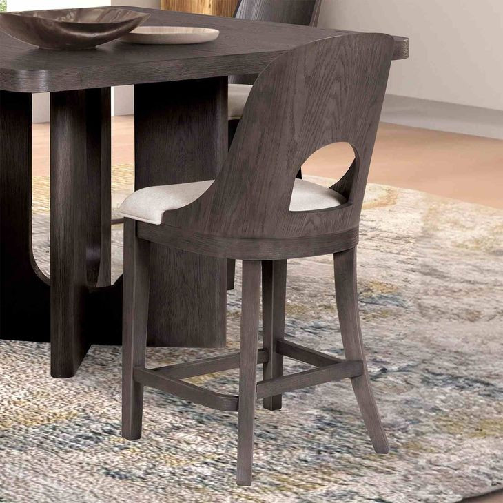 Sterling West Ash Gray and White Upholstered Counter Height Chair Set of 2
