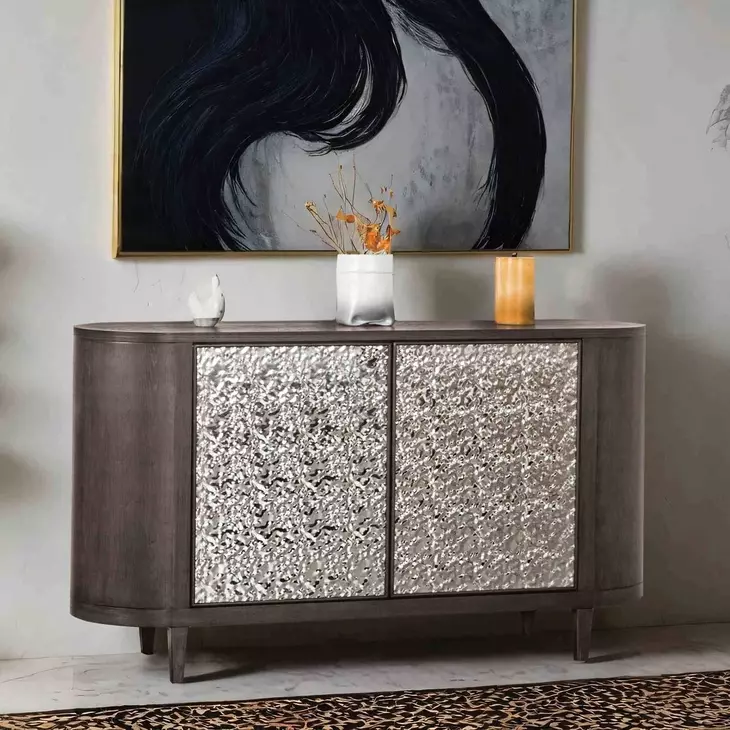 Sterling West Ash Gray 2 Door Server with Steel Panel