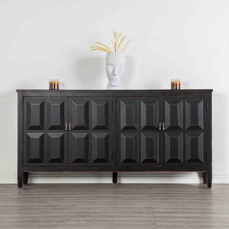 Viggo Weathered Black 4 Door Server