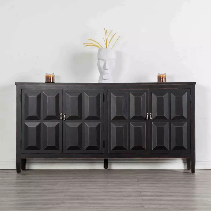 Viggo Weathered Black 4 Door Server
