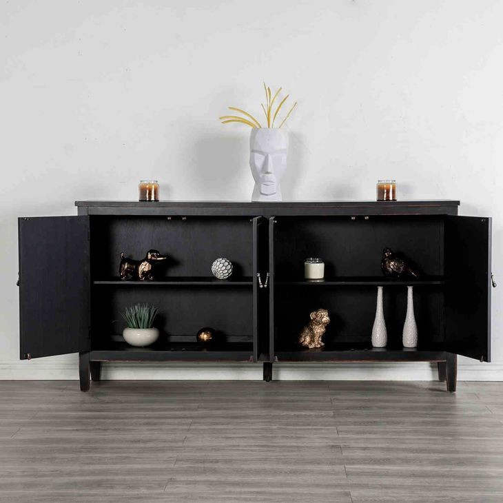 Viggo Weathered Black 4 Door Server