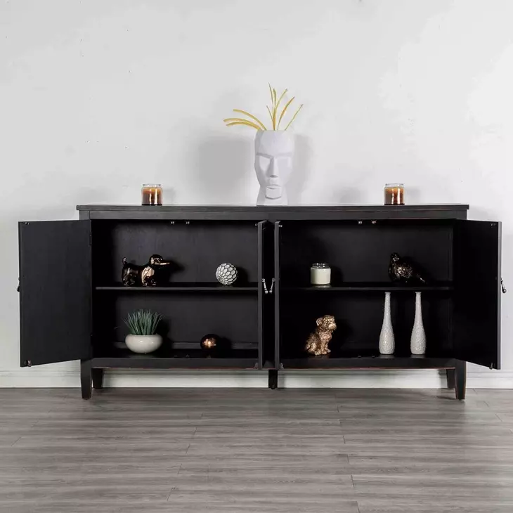 Viggo Weathered Black 4 Door Server
