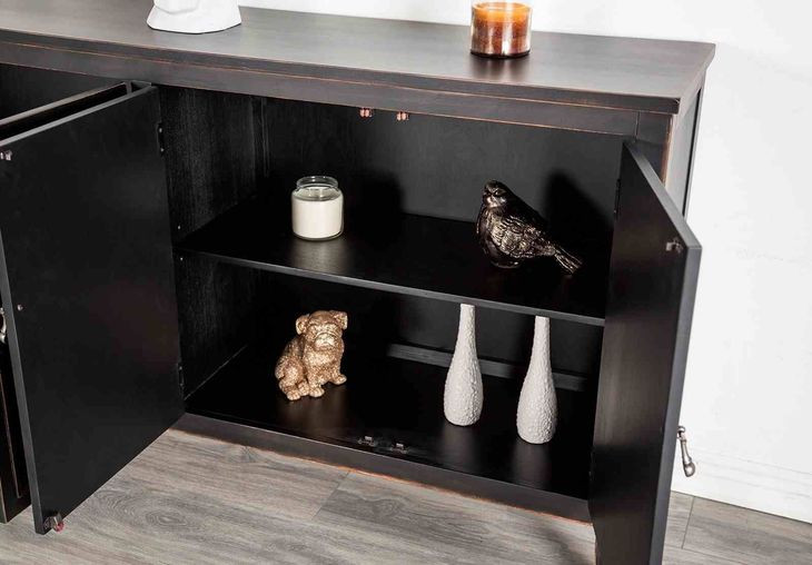 Viggo Weathered Black 4 Door Server