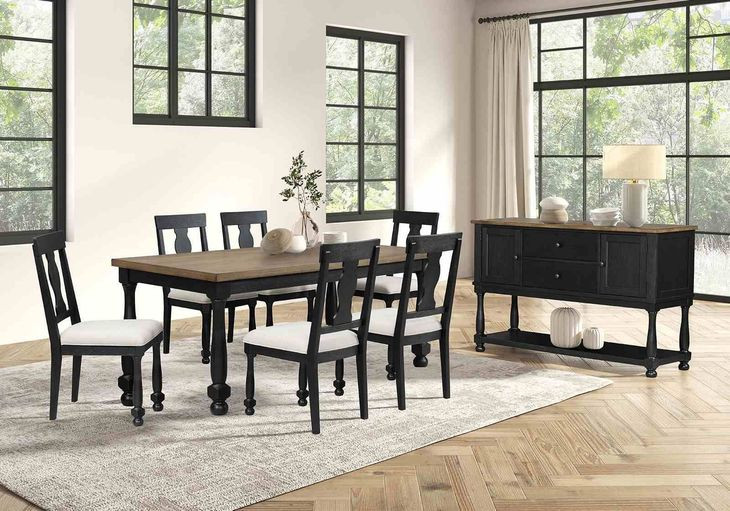 Neue Mills Black and Brown Rectangular Dining Room Set