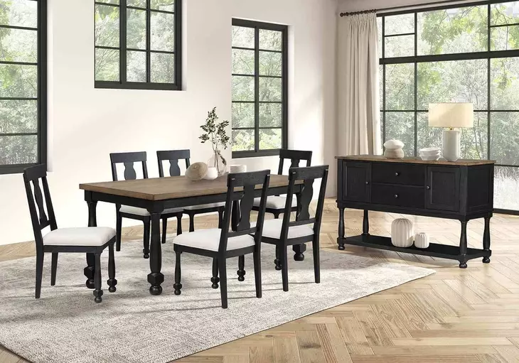 Neue Mills Black and Brown Rectangular Dining Room Set