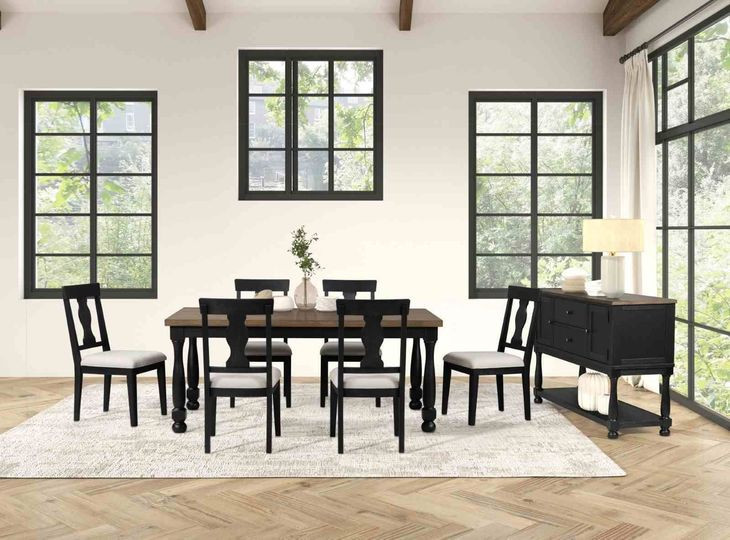 Neue Mills Black and Brown Rectangular Dining Room Set