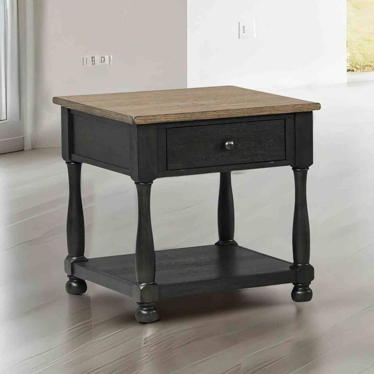 Neue Mills Weathered Black and Brown Square End Table