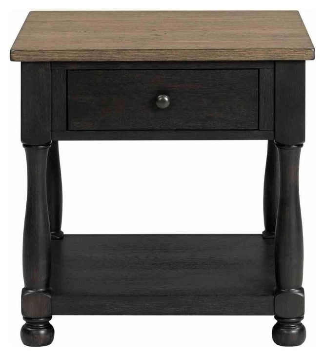 Neue Mills Weathered Black and Brown Square End Table